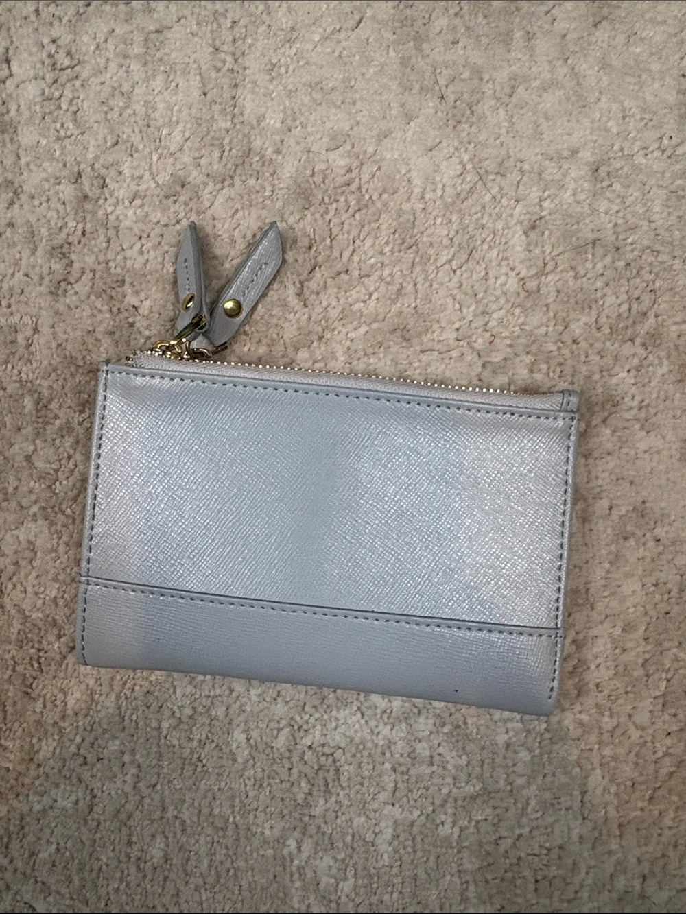 Neiman Marcus Silver Metallic Zip Wallet